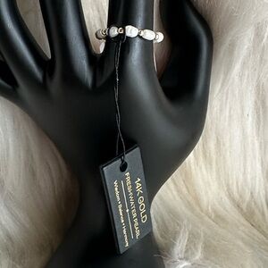 14K REAL GOLD WITH FRESHWATER PEARL/ STRETCHY